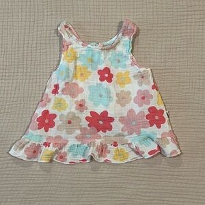 Rabbit + Bear Organic Cotton Floral Summer Dress Ruffled Hem 3T 3 Toddler